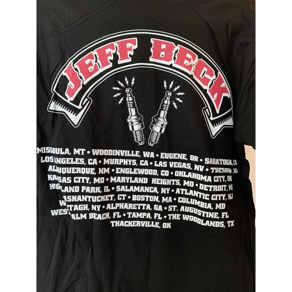 Jeff Beck 2014 World Tour Double Sided w Tour Stops Black T-Shirt Sz M NOS - Picture 4 of 4
